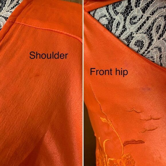 ASOS EDITION Long Sleeve Tonal Floral Embroidered Midi Dress in Bright Orange Si - Picture 10 of 12